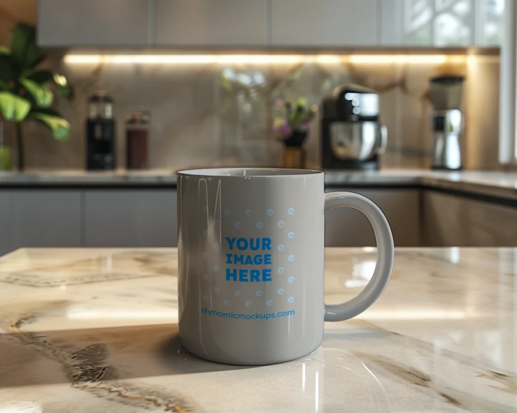11oz Blank Light Gray Ceramic Coffee Mug Mockup Template