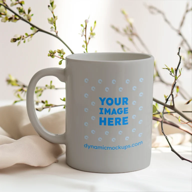 11oz Blank Light Gray Ceramic Coffee Mug Mockup Template