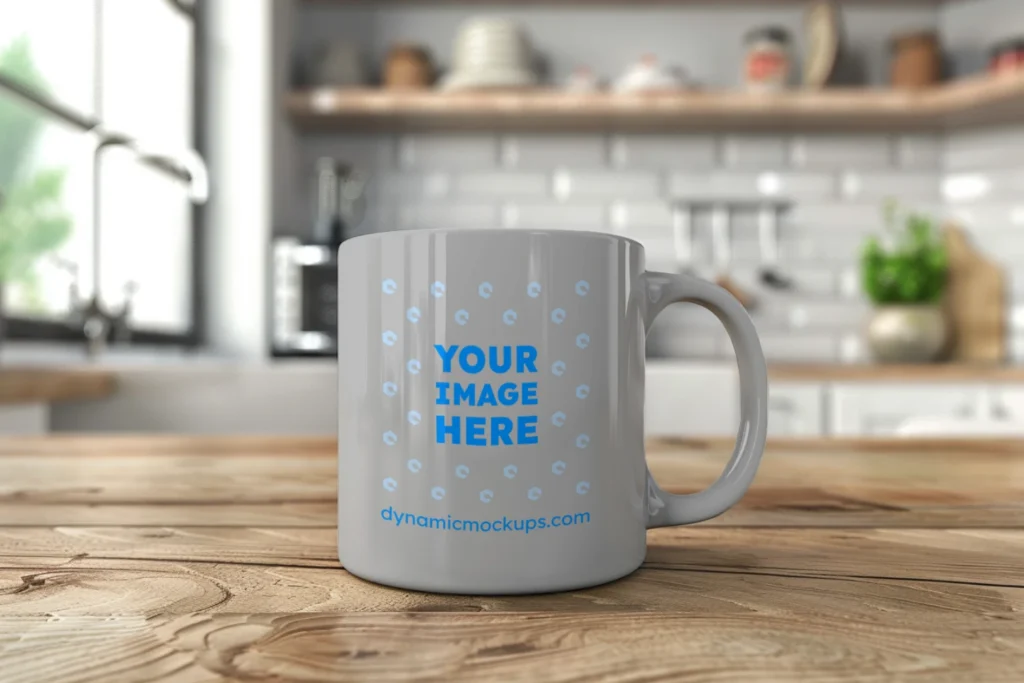 11oz Blank Light Gray Ceramic Coffee Mug Mockup Template
