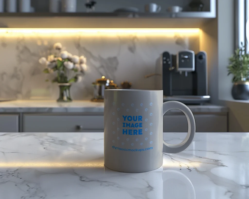 11oz Blank Light Gray Ceramic Coffee Mug Mockup Template