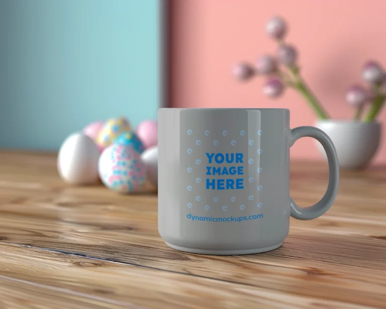 11oz Blank Light Gray Ceramic Coffee Mug Mockup Template