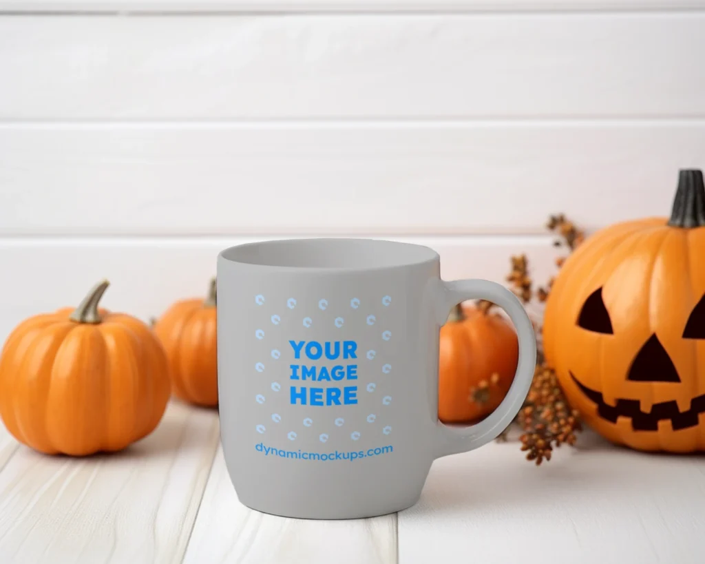11oz Blank Light Gray Ceramic Coffee Mug Mockup Template