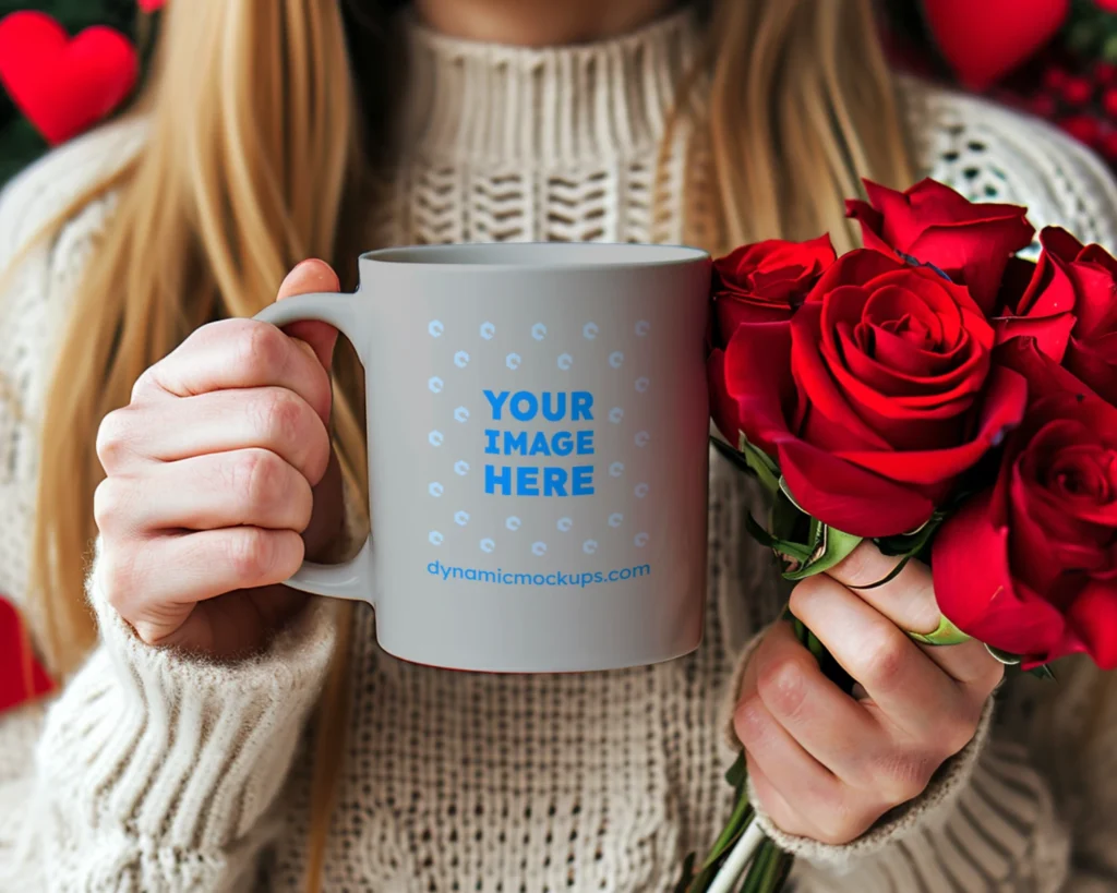 11oz Blank Light Gray Ceramic Coffee Mug Mockup Template