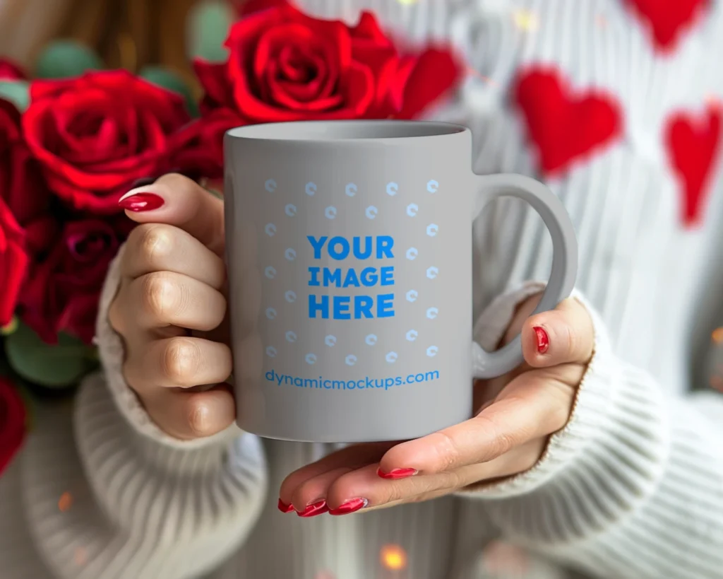 11oz Blank Light Gray Ceramic Coffee Mug Mockup Template