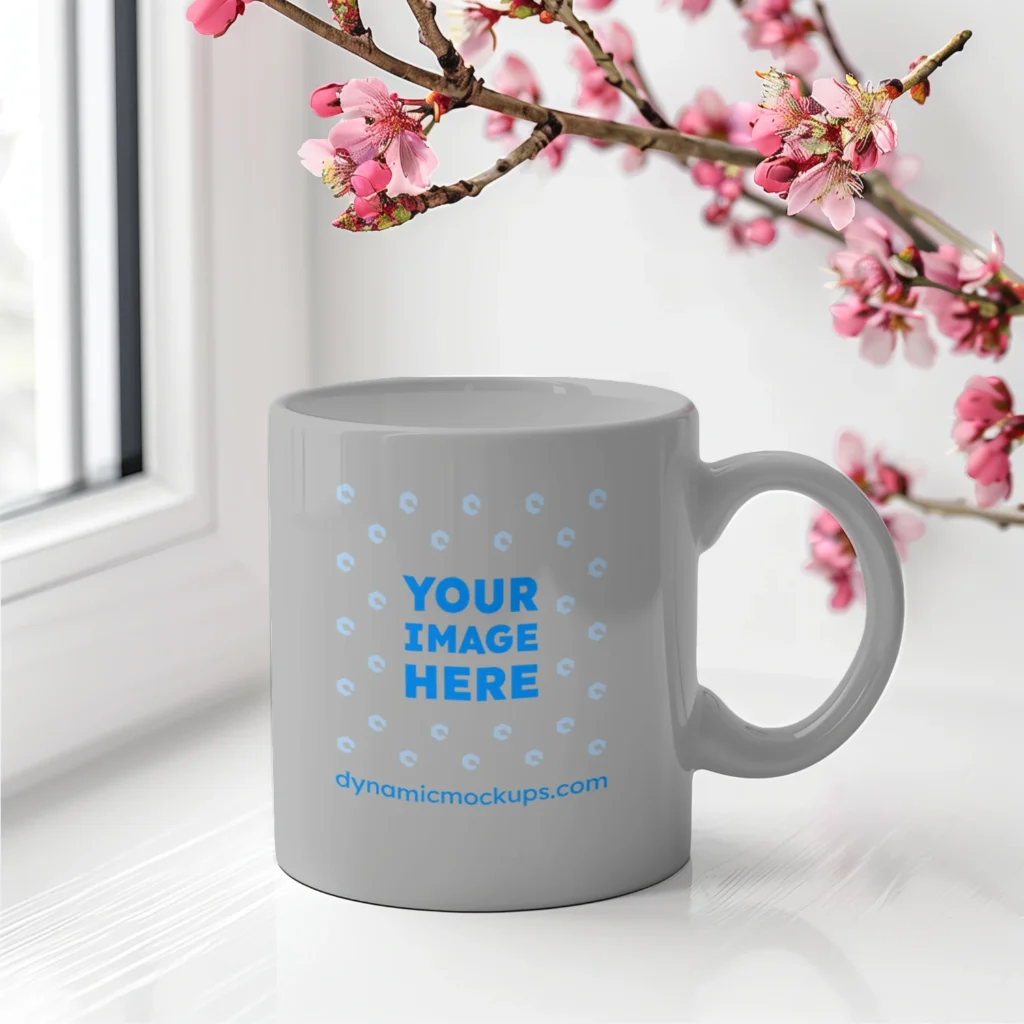 11oz Blank Light Gray Ceramic Coffee Mug Mockup Template