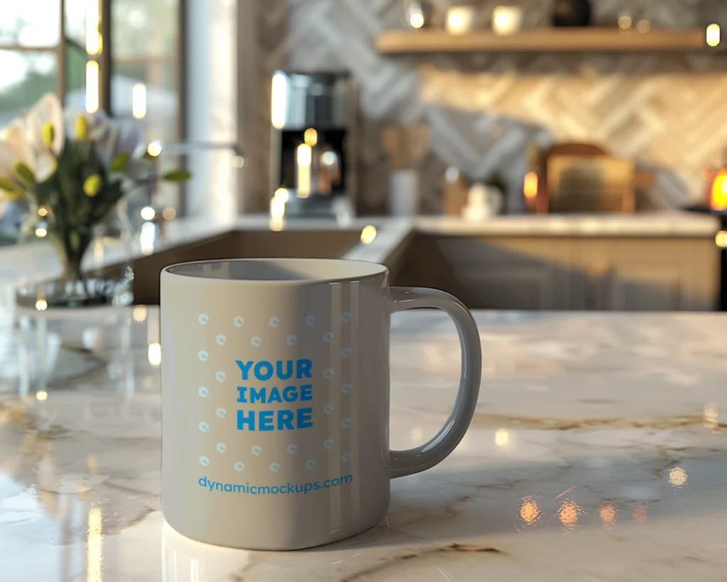 11oz Blank Light Gray Ceramic Coffee Mug Mockup Template