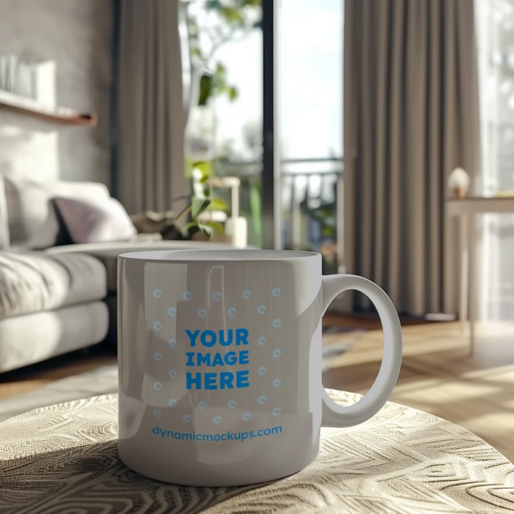 11oz Blank Light Gray Ceramic Coffee Mug Mockup Template