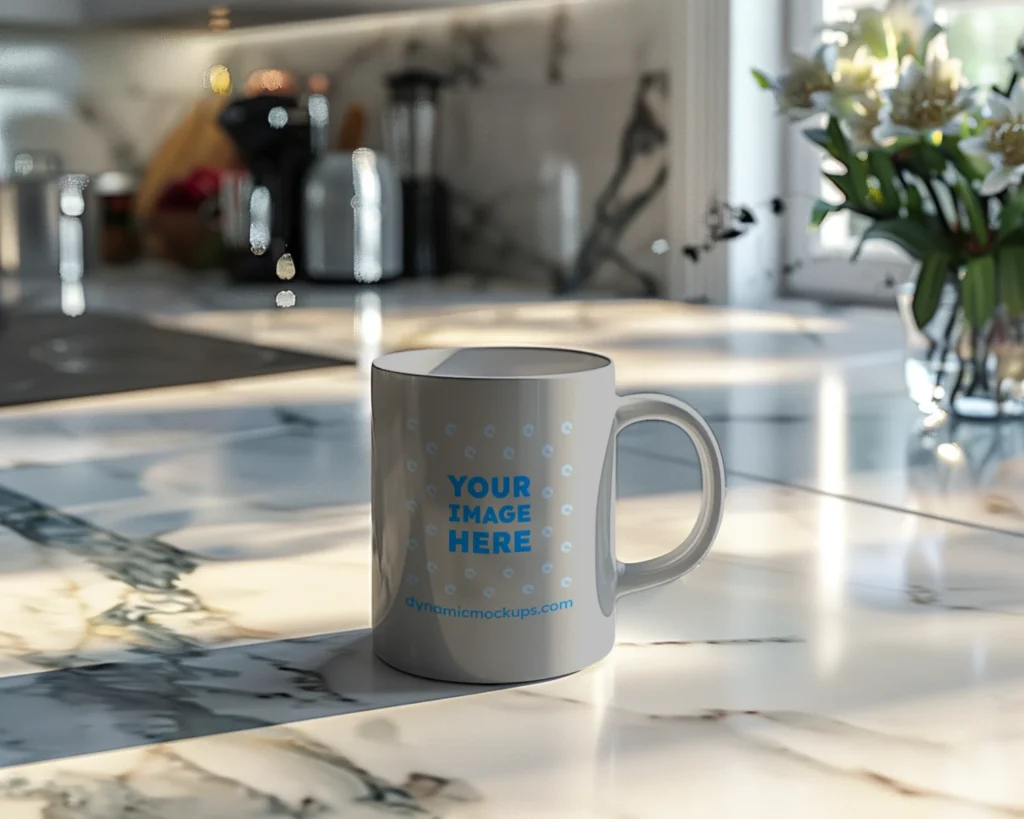 11oz Blank Light Gray Ceramic Coffee Mug Mockup Template