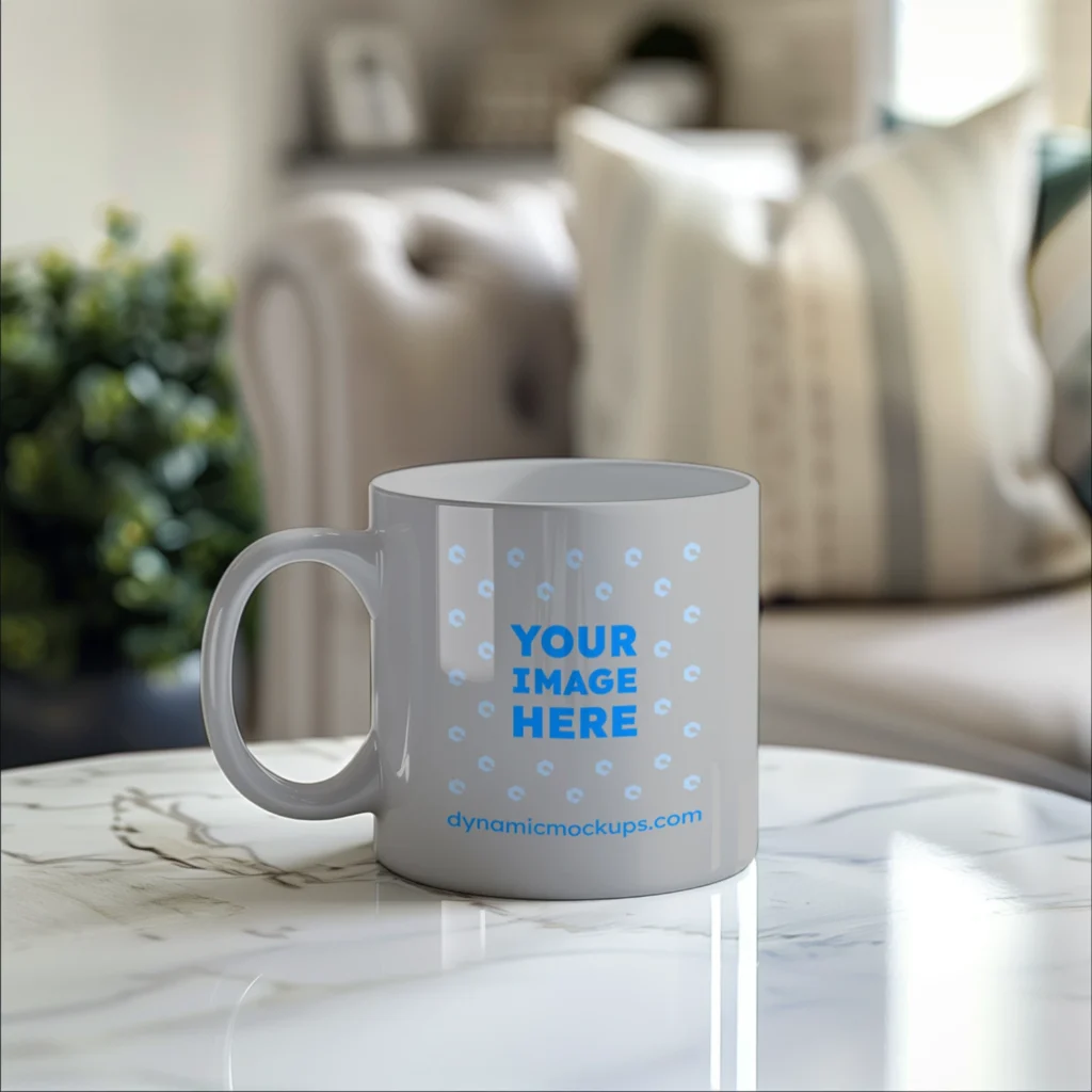 11oz Blank Light Gray Ceramic Coffee Mug Mockup Template