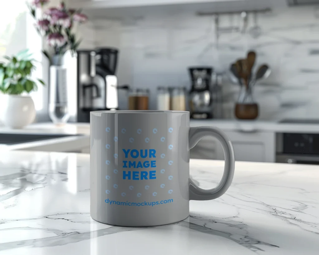 11oz Blank Light Gray Ceramic Coffee Mug Mockup Template