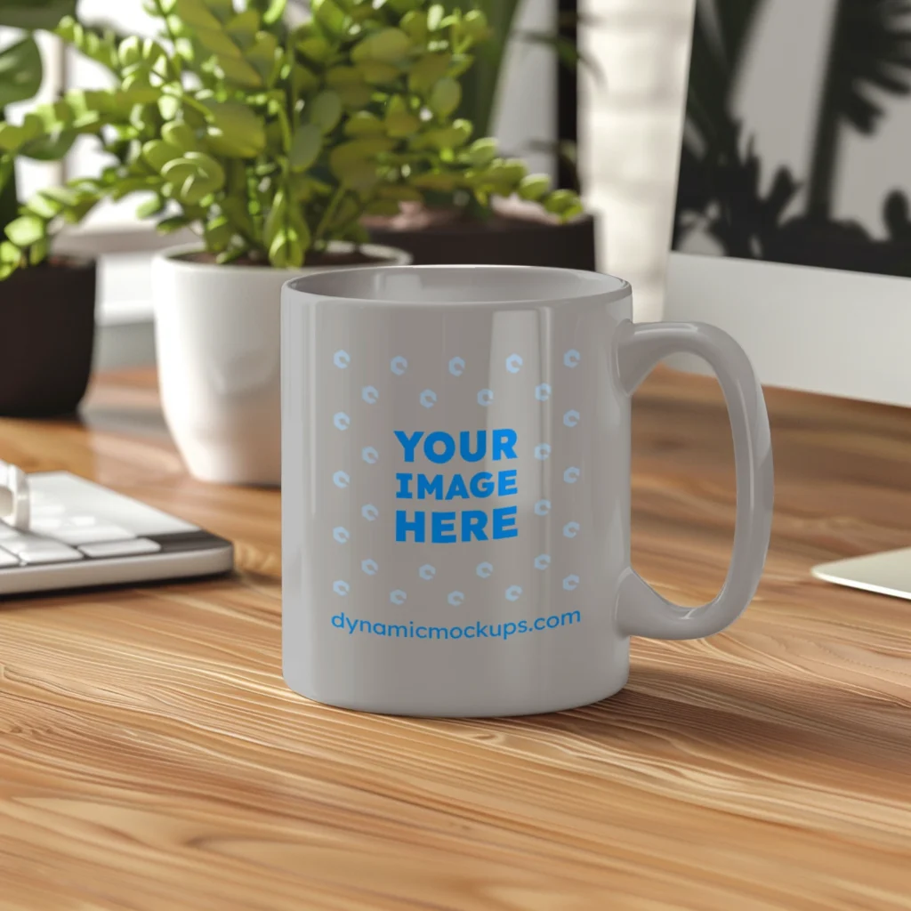 11oz Blank Light Gray Ceramic Coffee Mug Mockup Template