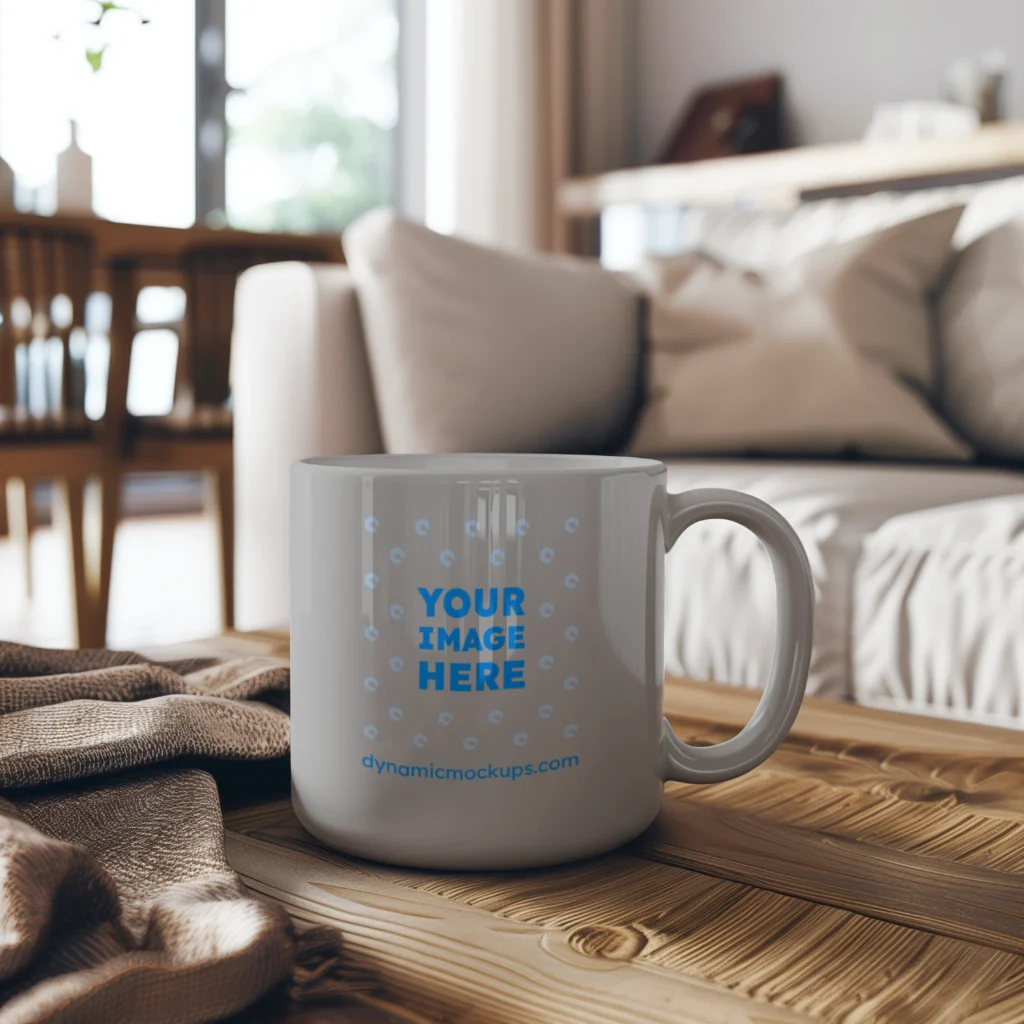 11oz Blank Light Gray Ceramic Coffee Mug Mockup Template
