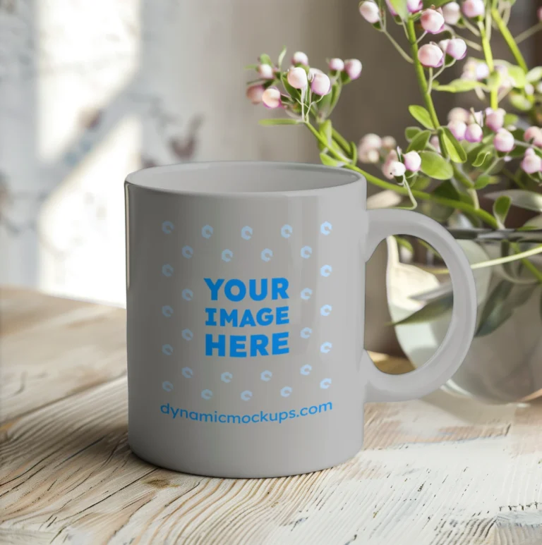 11oz Blank Light Gray Ceramic Coffee Mug Mockup Template
