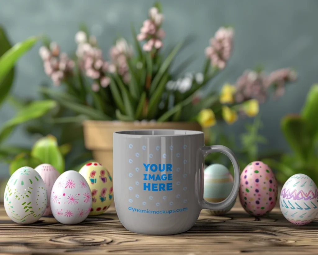 11oz Blank Light Gray Ceramic Coffee Mug Mockup Template