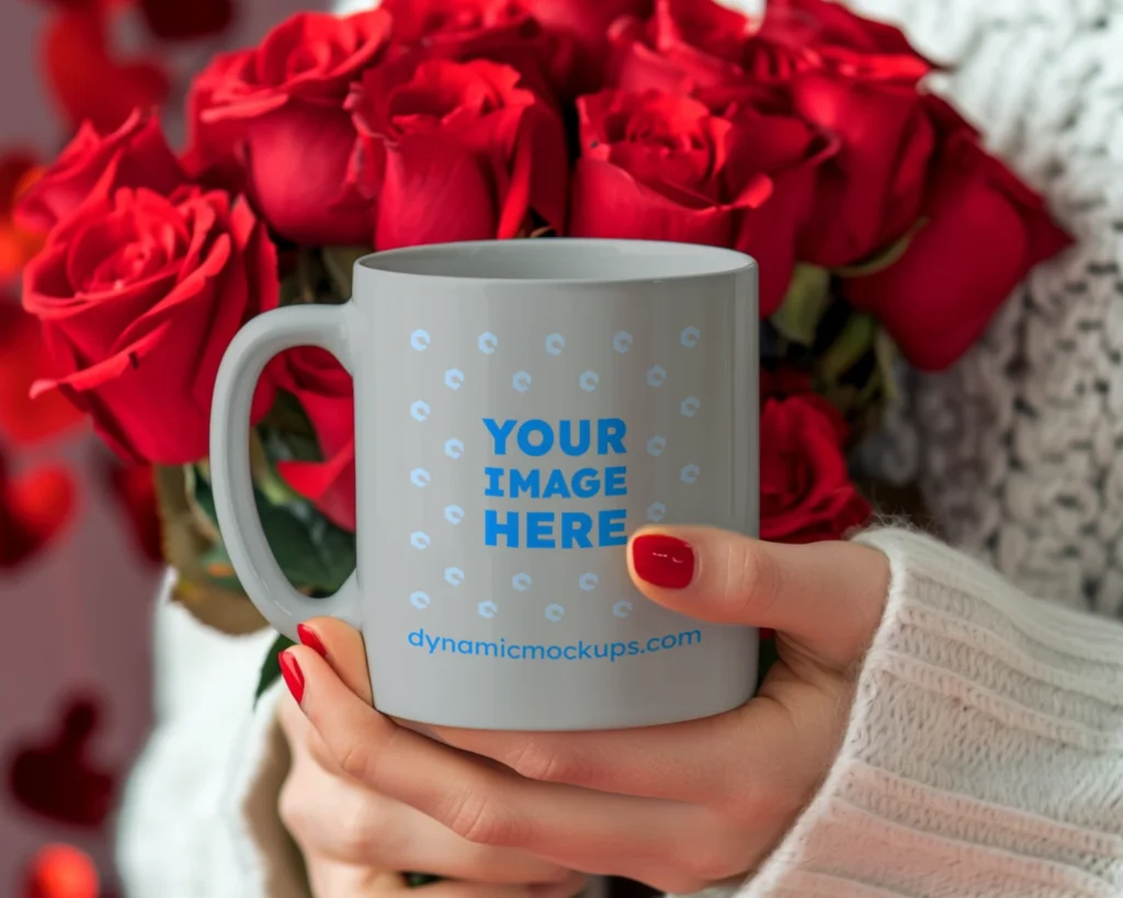 11oz Blank Light Gray Ceramic Coffee Mug Mockup Template