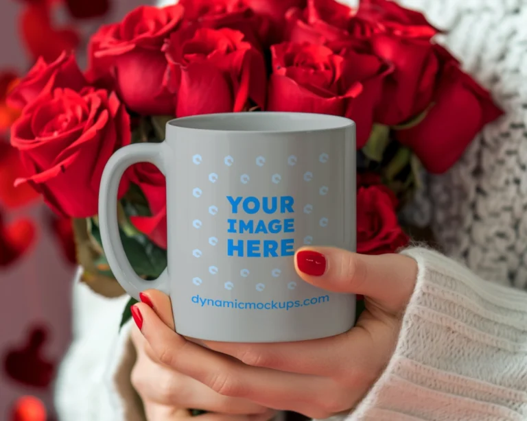 11oz Blank Light Gray Ceramic Coffee Mug Mockup Template