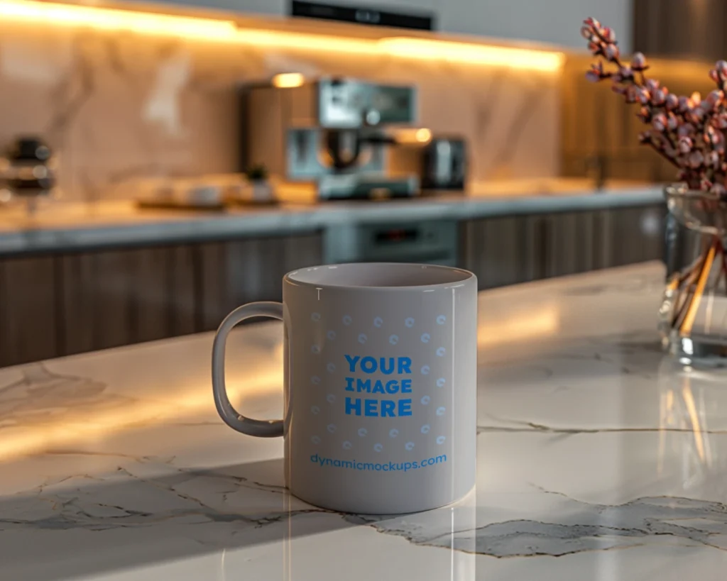 11oz Blank Light Gray Ceramic Coffee Mug Mockup Template