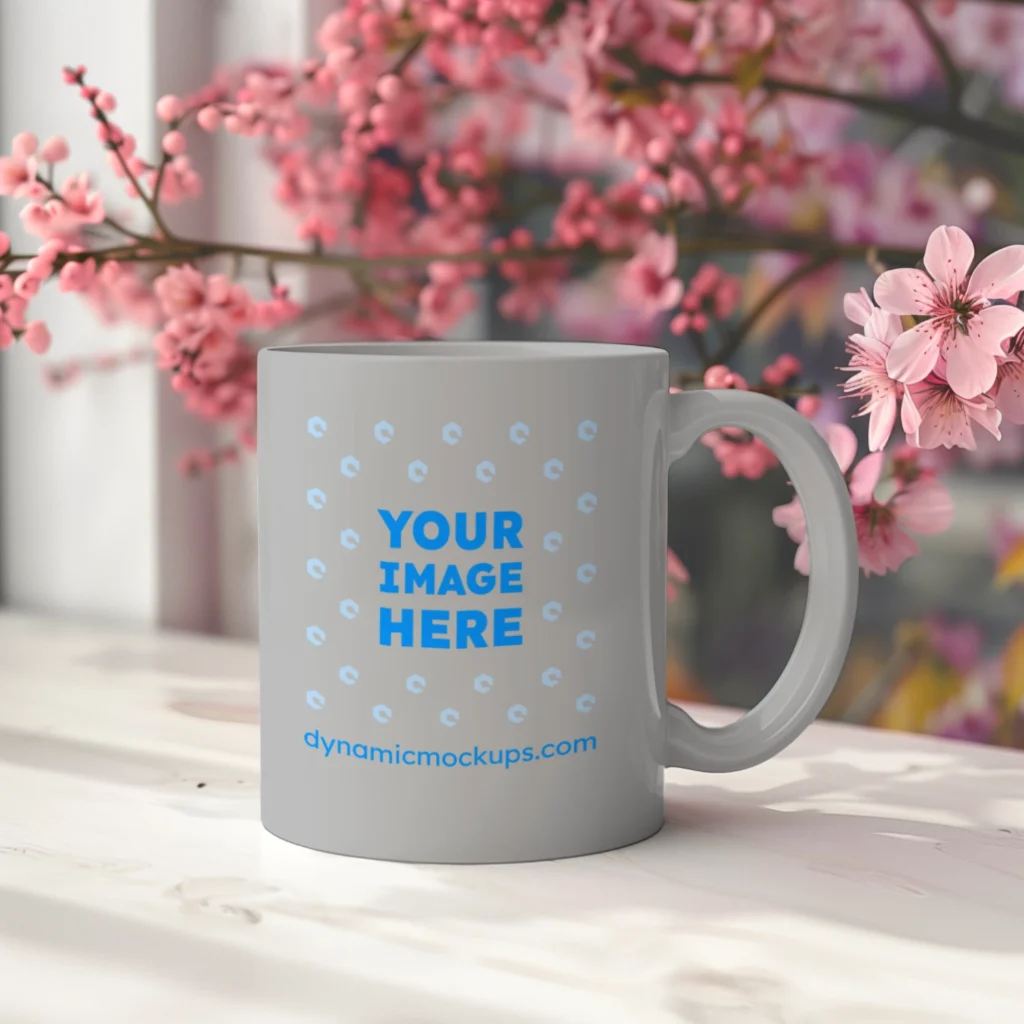11oz Blank Light Gray Ceramic Coffee Mug Mockup Template