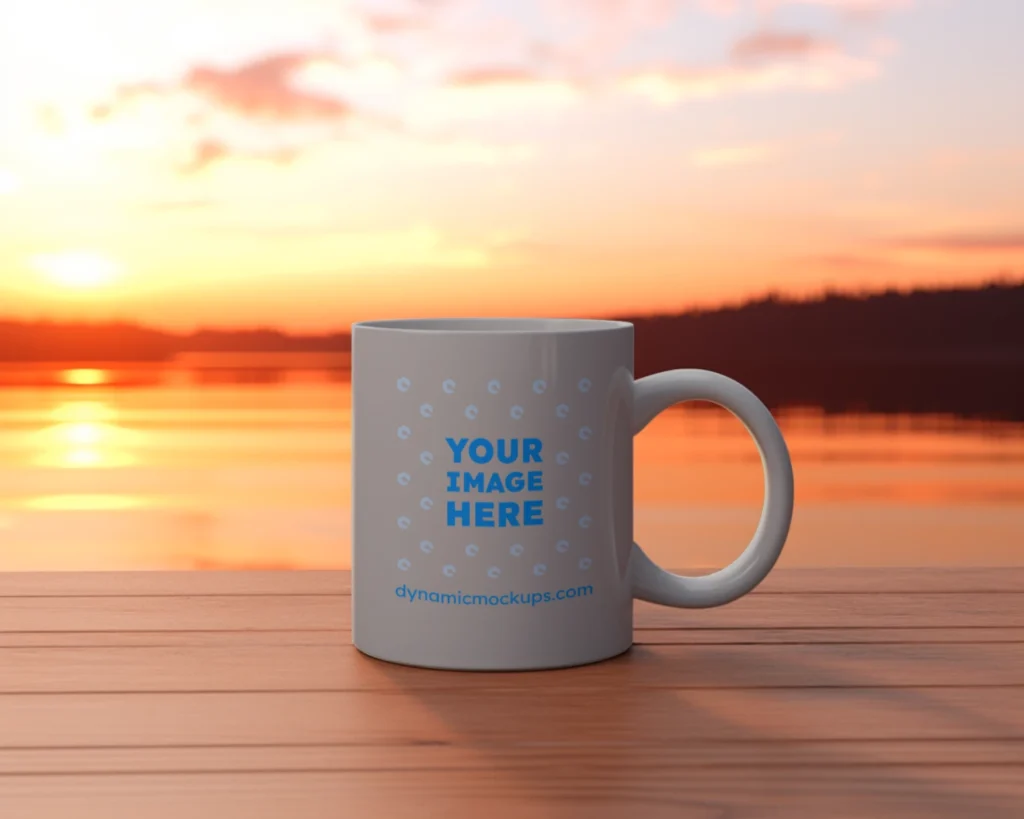 11oz Blank Light Gray Ceramic Coffee Mug Mockup Template
