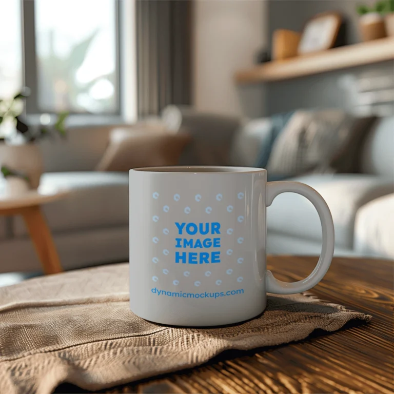 11oz Blank Light Gray Ceramic Coffee Mug Mockup Template