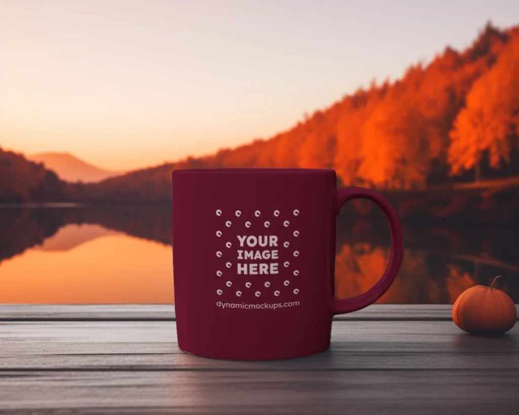 11oz Blank Maroon Ceramic Coffee Mug Mockup Template