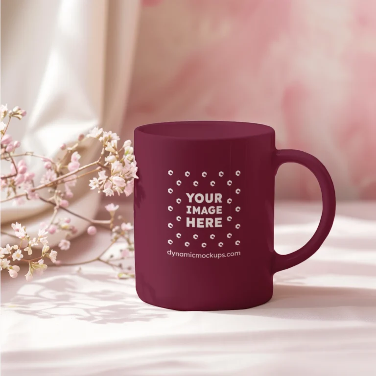 11oz Blank Maroon Ceramic Coffee Mug Mockup Template