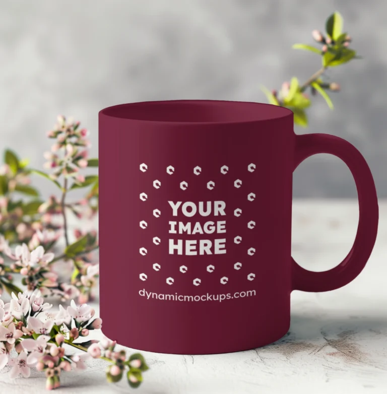 11oz Blank Maroon Ceramic Coffee Mug Mockup Template