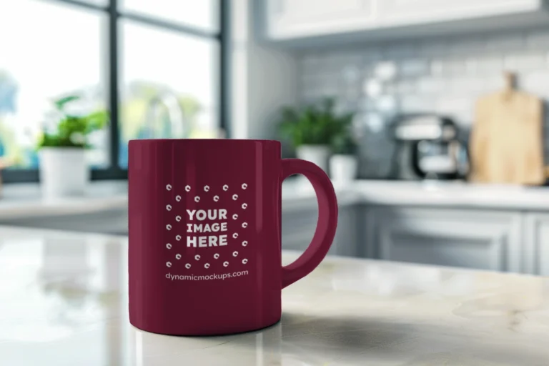 11oz Blank Maroon Ceramic Coffee Mug Mockup Template