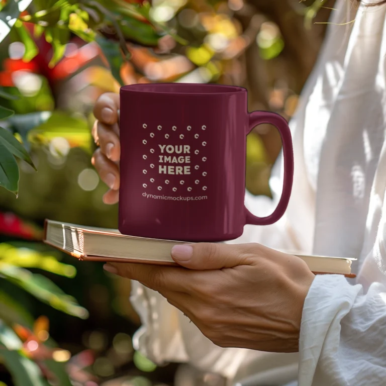 11oz Blank Maroon Ceramic Coffee Mug Mockup Template