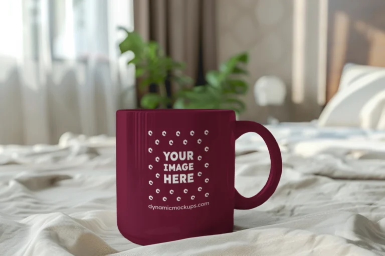 11oz Blank Maroon Ceramic Coffee Mug Mockup Template