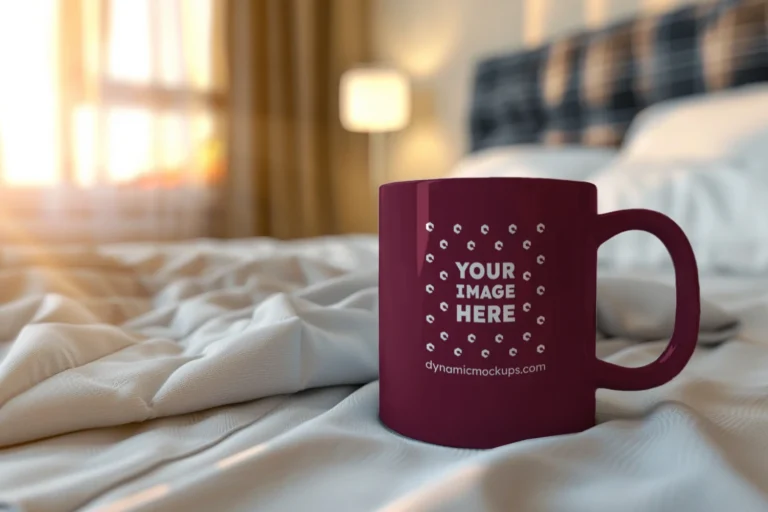11oz Blank Maroon Ceramic Coffee Mug Mockup Template