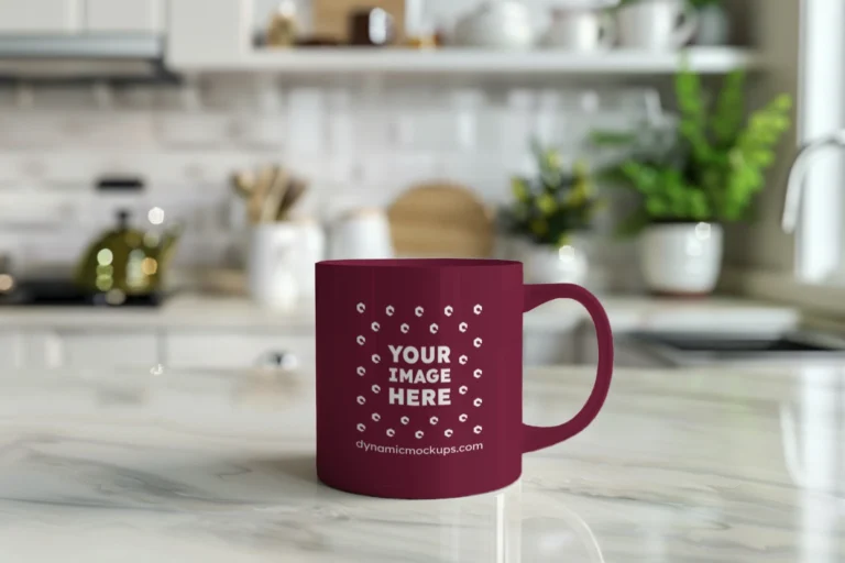 11oz Blank Maroon Ceramic Coffee Mug Mockup Template