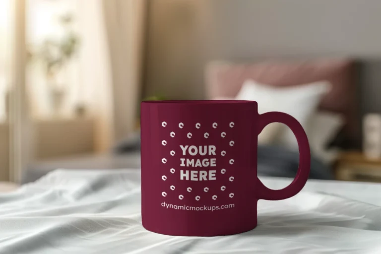 11oz Blank Maroon Ceramic Coffee Mug Mockup Template