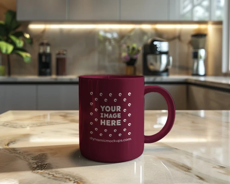 11oz Blank Maroon Ceramic Coffee Mug Mockup Template