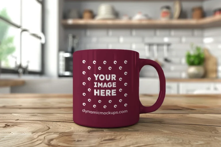 11oz Blank Maroon Ceramic Coffee Mug Mockup Template