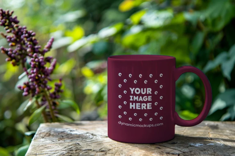 11oz Blank Maroon Ceramic Coffee Mug Mockup Template