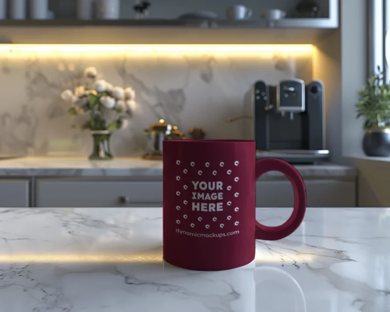11oz Blank Maroon Ceramic Coffee Mug Mockup Template