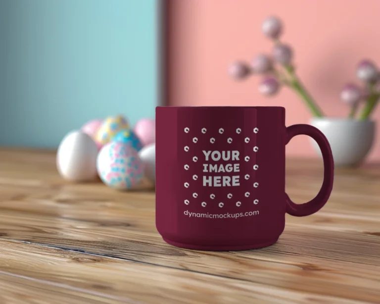 11oz Blank Maroon Ceramic Coffee Mug Mockup Template