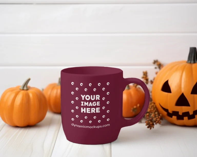 11oz Blank Maroon Ceramic Coffee Mug Mockup Template