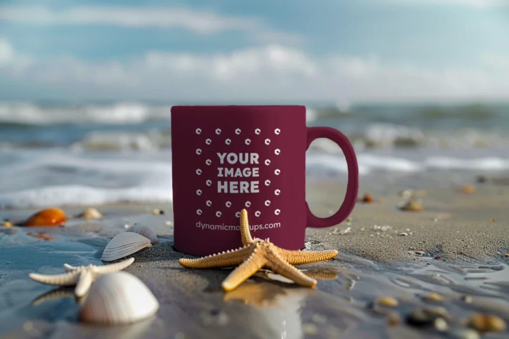 11oz Blank Maroon Ceramic Coffee Mug Mockup Template