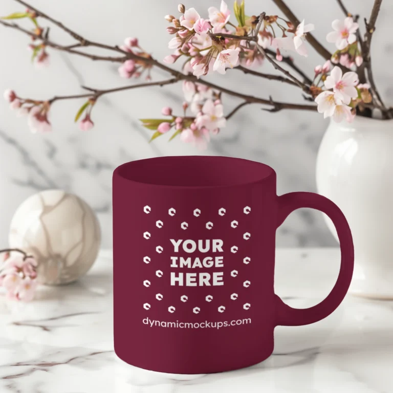 11oz Blank Maroon Ceramic Coffee Mug Mockup Template