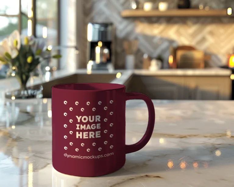 11oz Blank Maroon Ceramic Coffee Mug Mockup Template