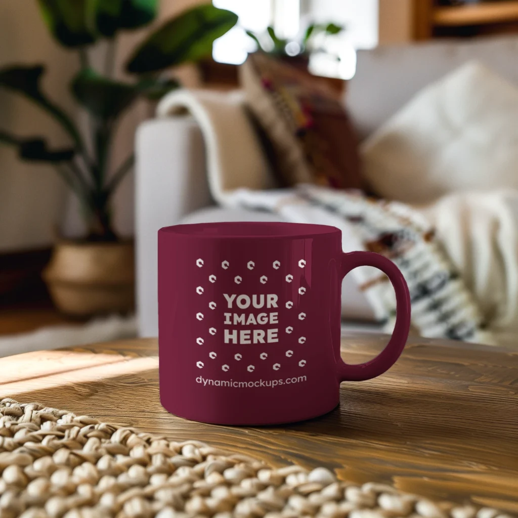 11oz Blank Maroon Ceramic Coffee Mug Mockup Template