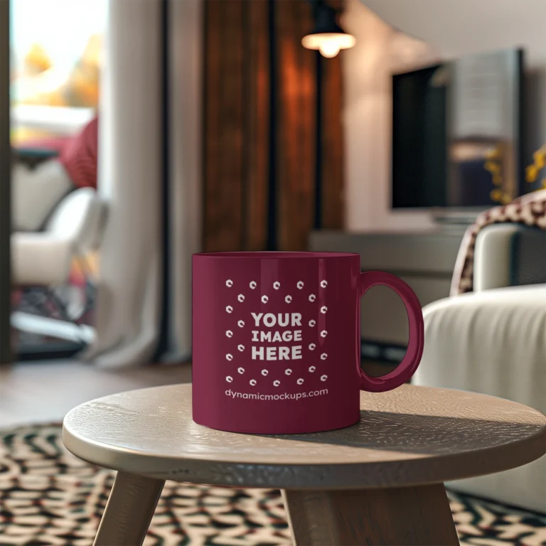 11oz Blank Maroon Ceramic Coffee Mug Mockup Template