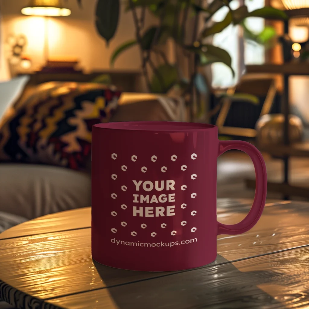11oz Blank Maroon Ceramic Coffee Mug Mockup Template