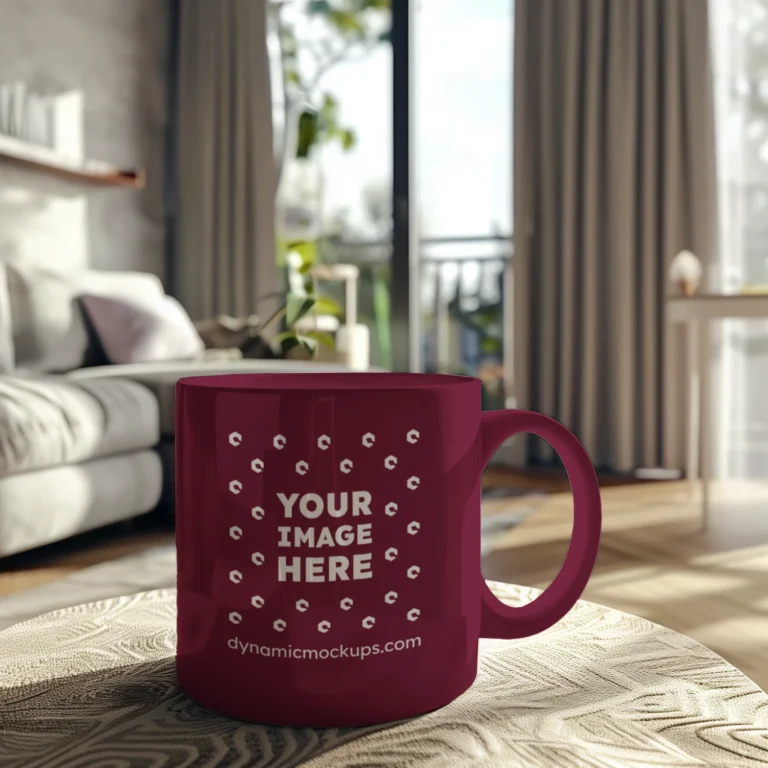 11oz Blank Maroon Ceramic Coffee Mug Mockup Template