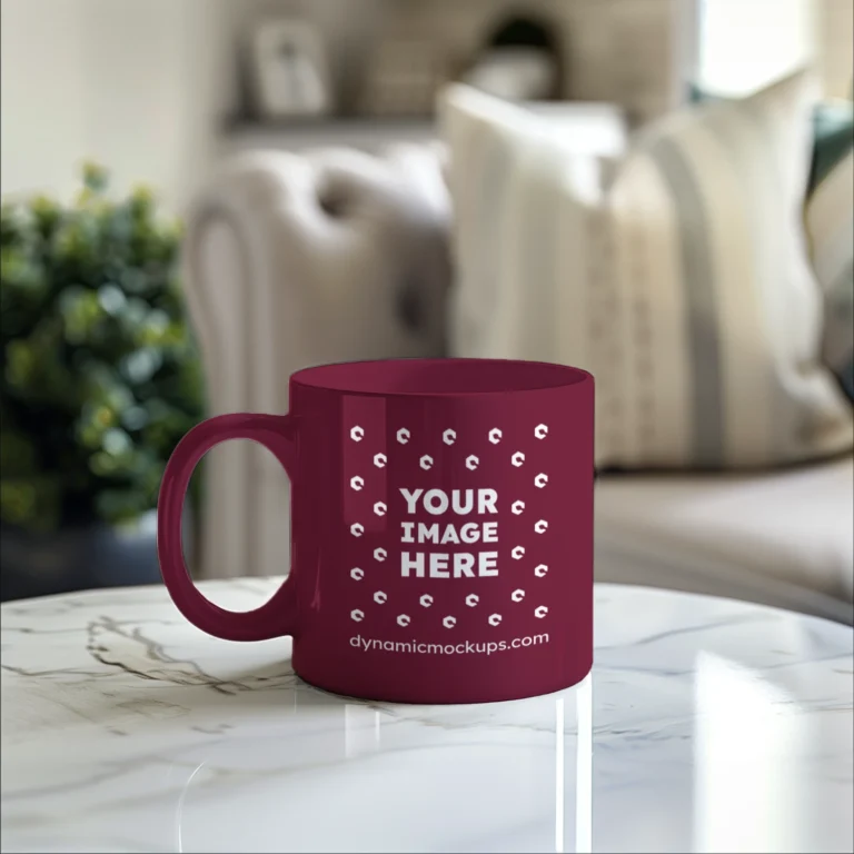 11oz Blank Maroon Ceramic Coffee Mug Mockup Template