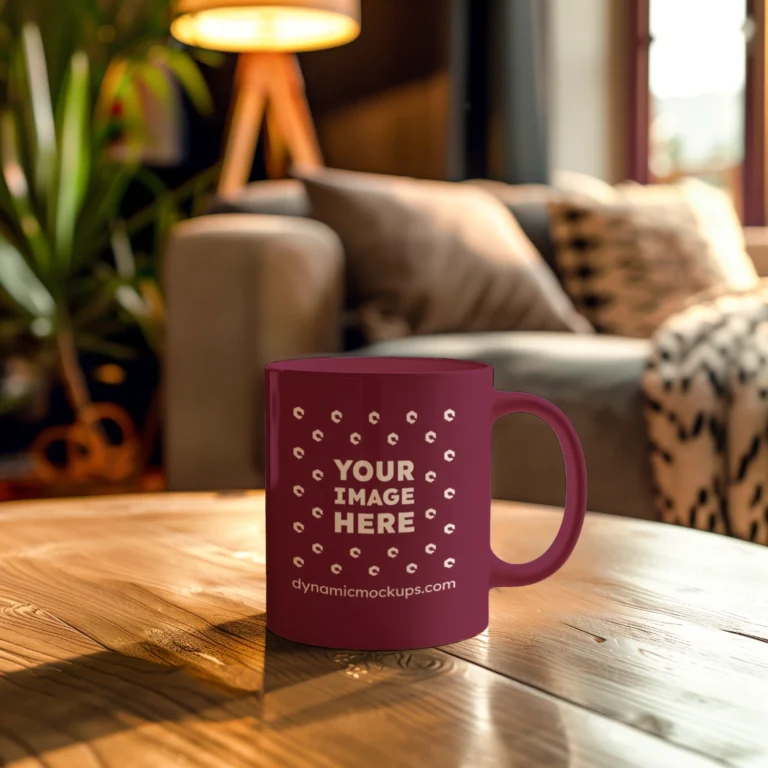 11oz Blank Maroon Ceramic Coffee Mug Mockup Template