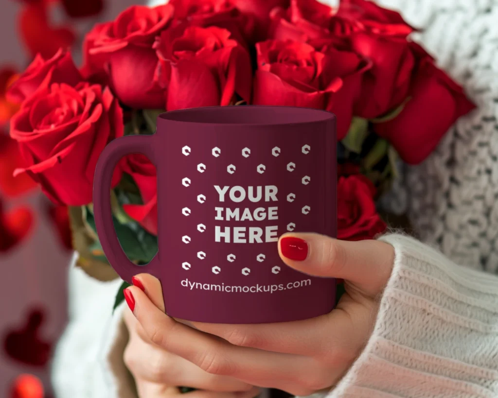 11oz Blank Maroon Ceramic Coffee Mug Mockup Template