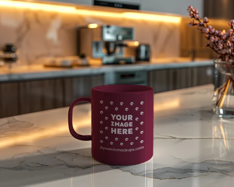 11oz Blank Maroon Ceramic Coffee Mug Mockup Template